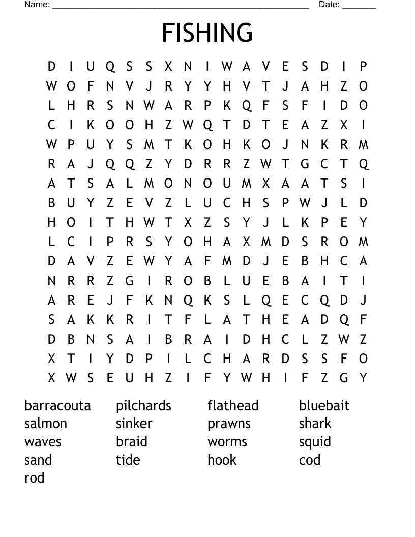 FISHING Word Search