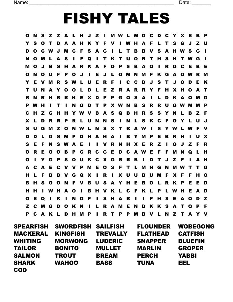 FISHY TALES Word Search