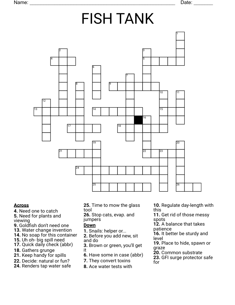 FISH TANK Crossword