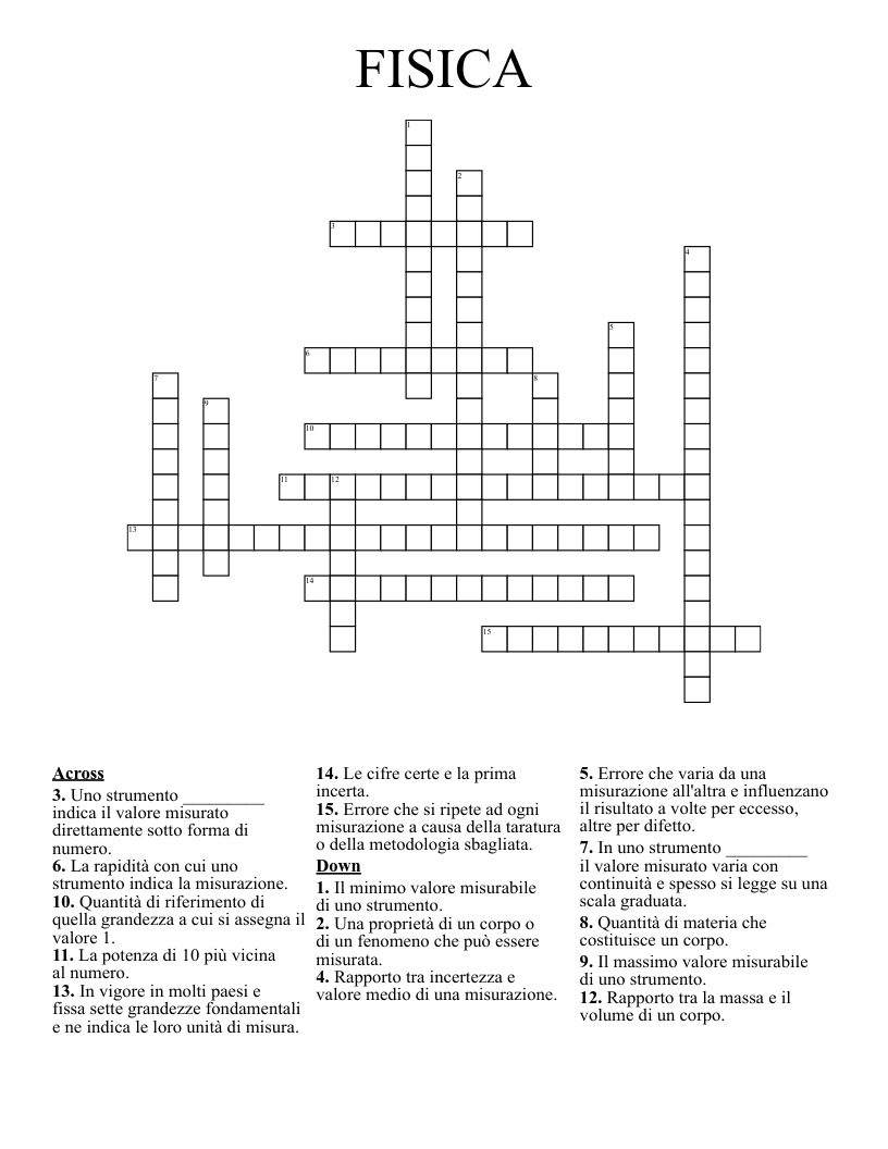 FISICA Crossword