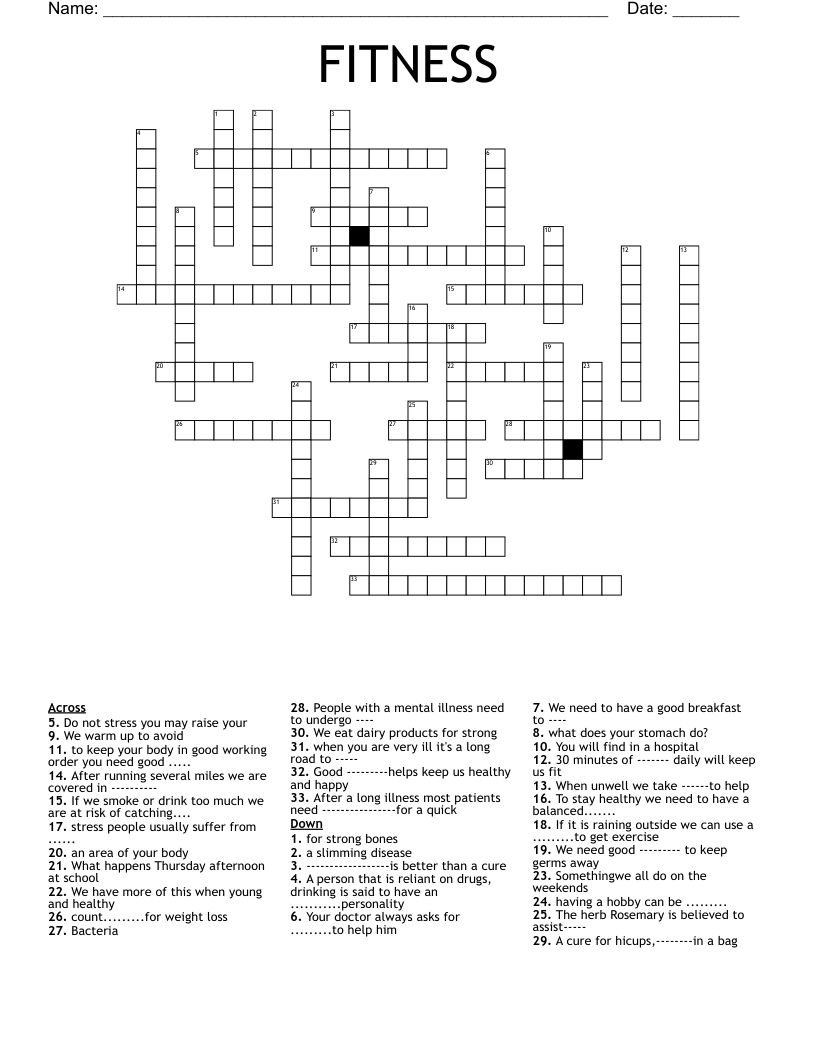 FITNESS Crossword