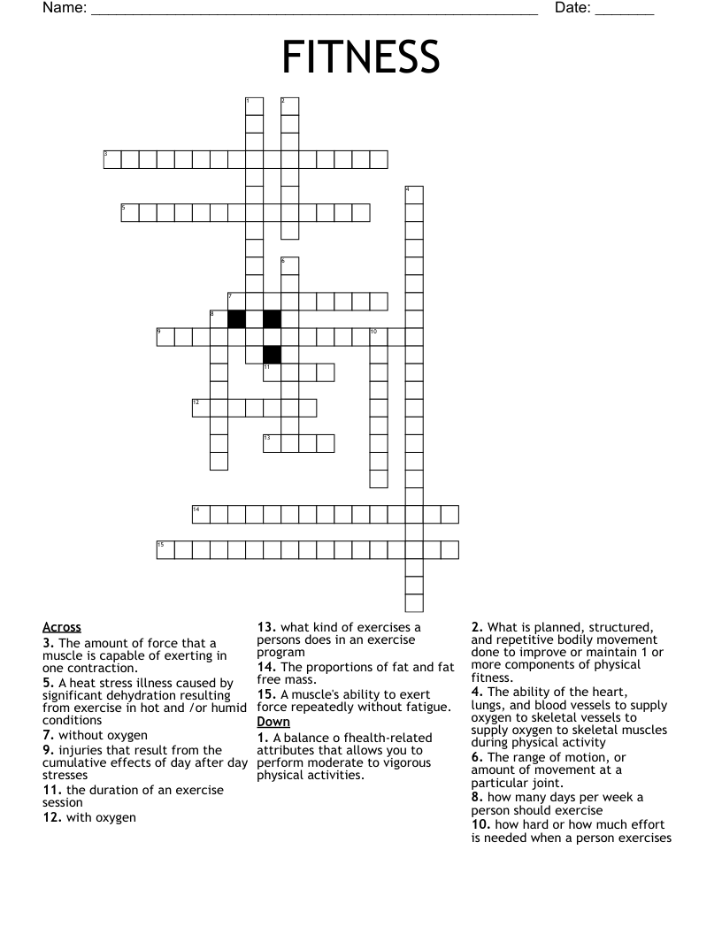 FITNESS Crossword