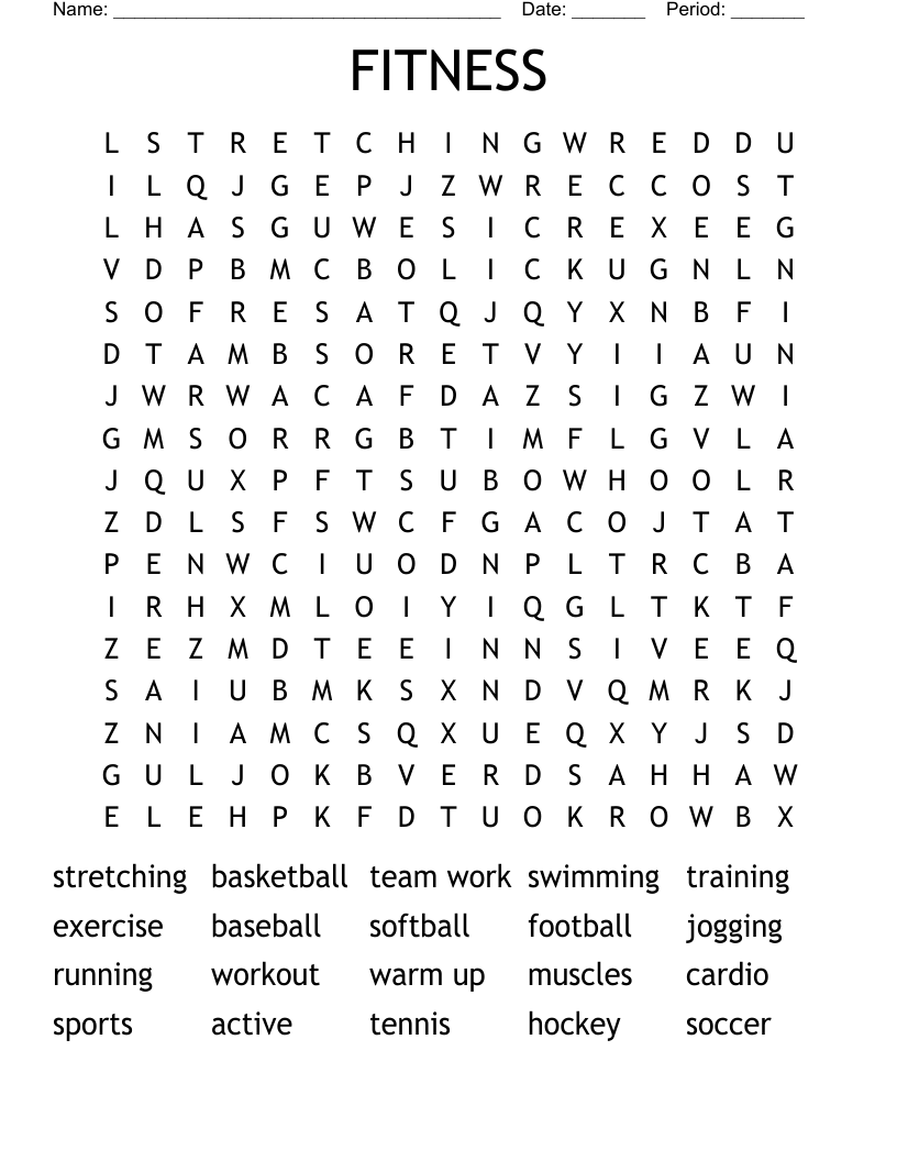 FITNESS Word Search