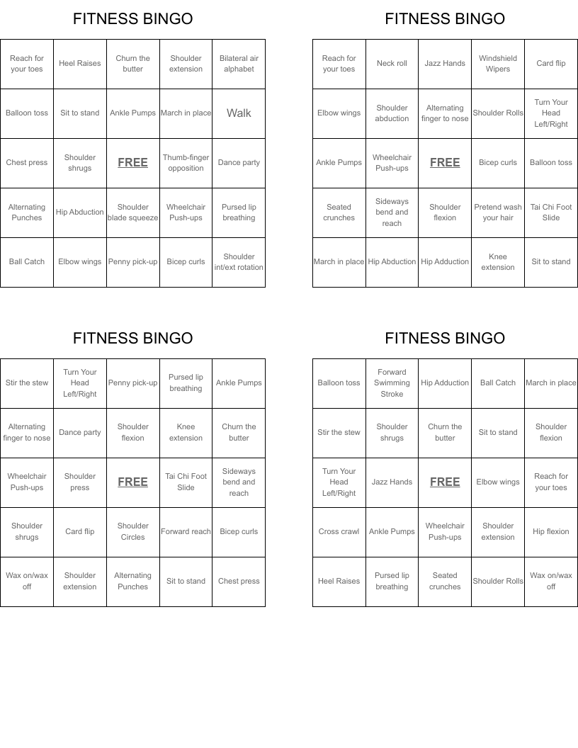 FITNESS BINGO