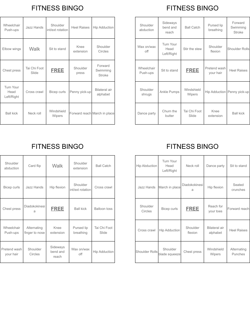 FITNESS BINGO