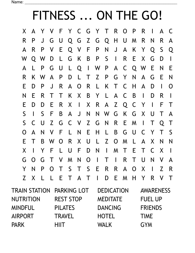 FITNESS ... ON THE GO! Word Search