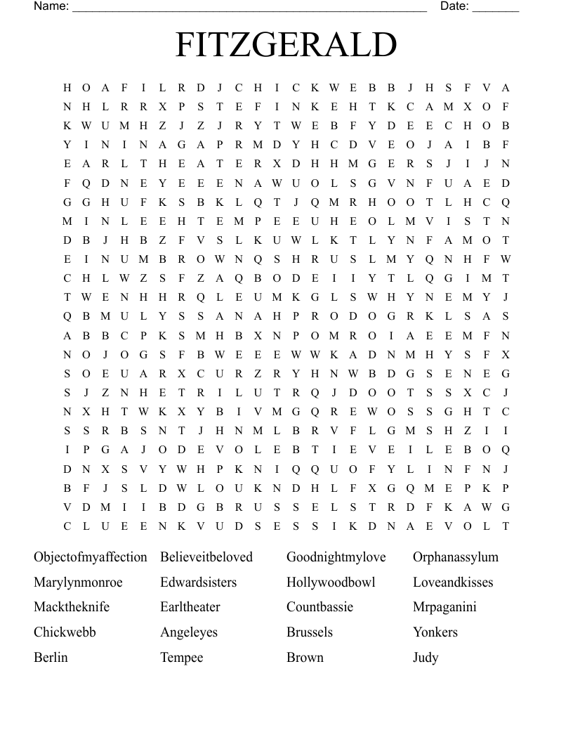 FITZGERALD Word Search