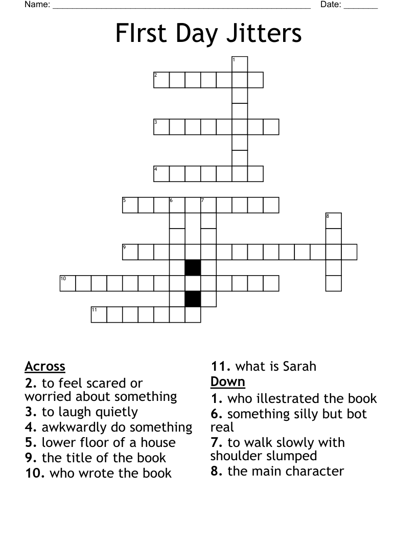 FIrst Day Jitters Crossword