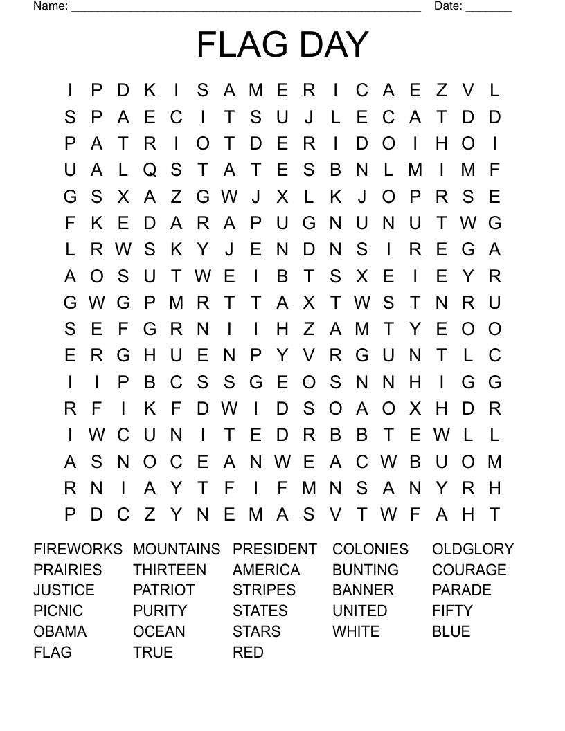 FLAG DAY Word Search
