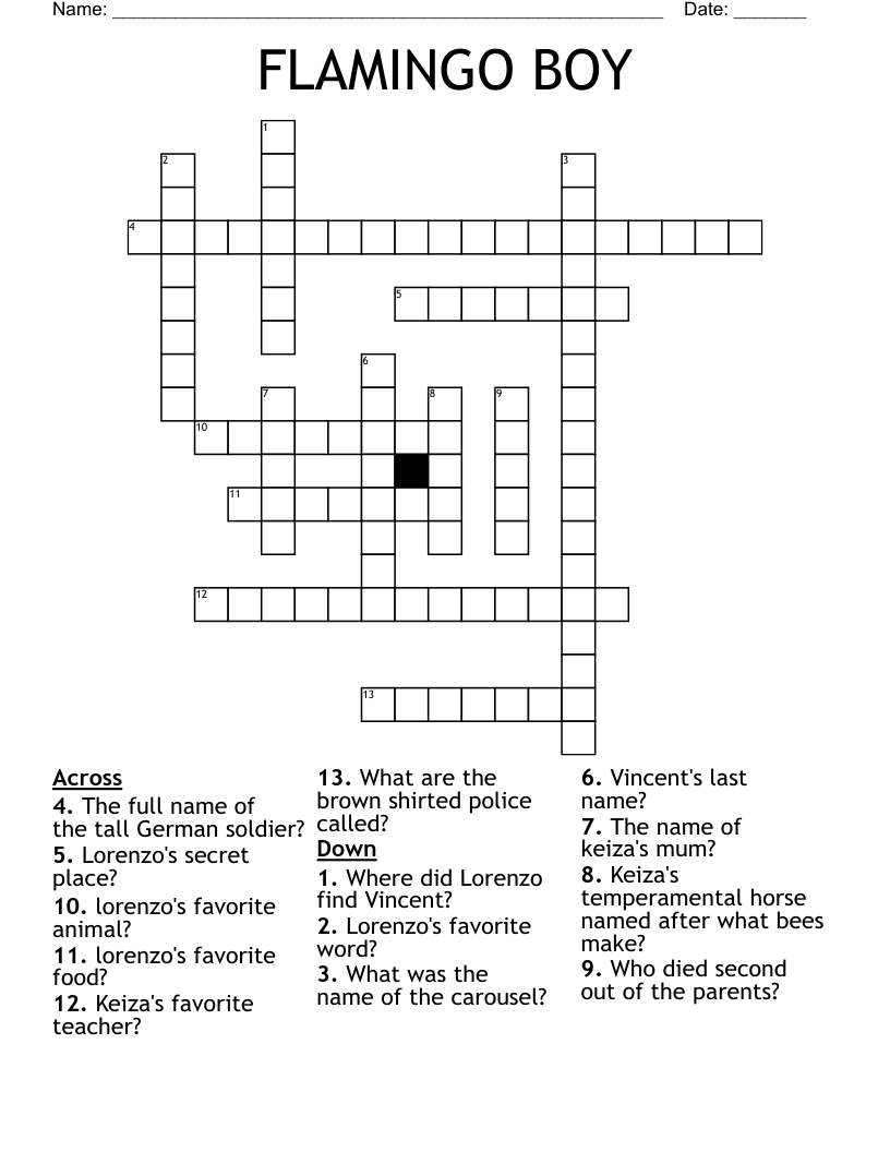 FLAMINGO BOY Crossword
