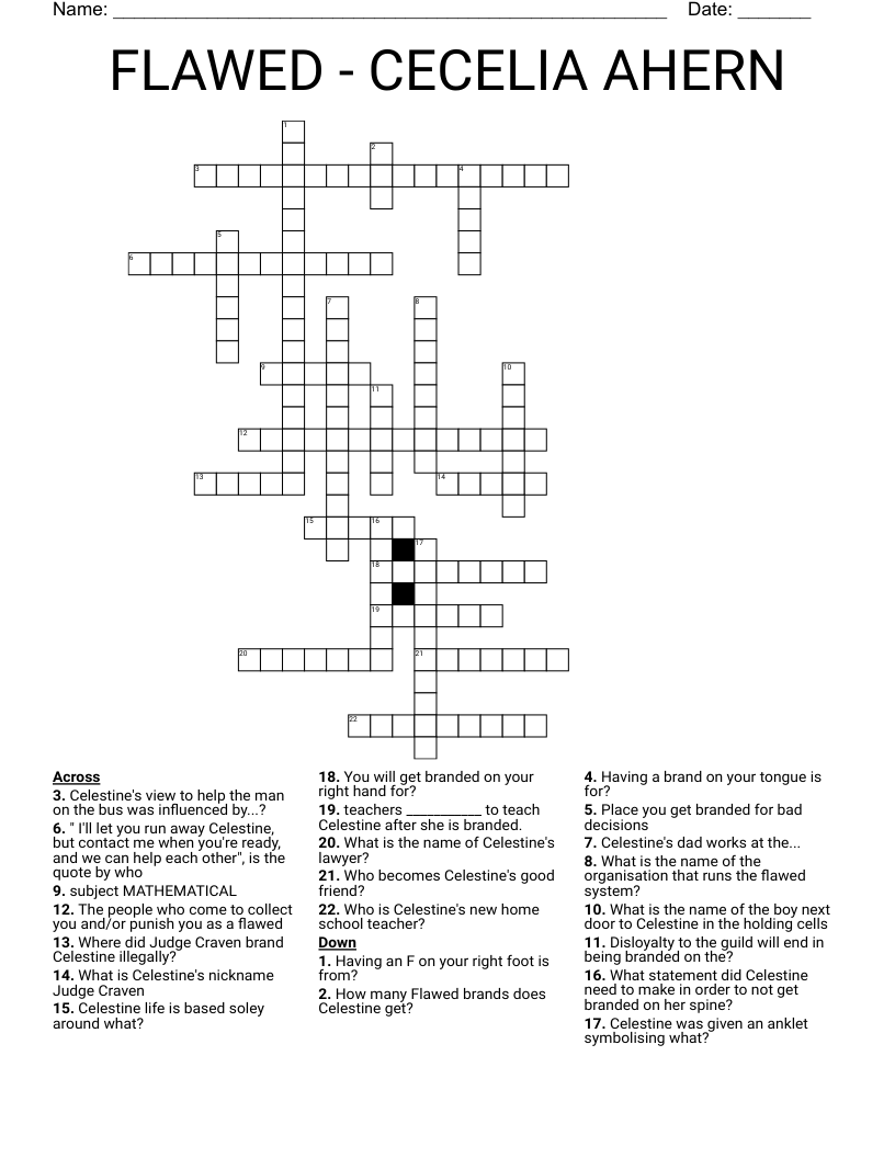 FLAWED - CECELIA AHERN Crossword