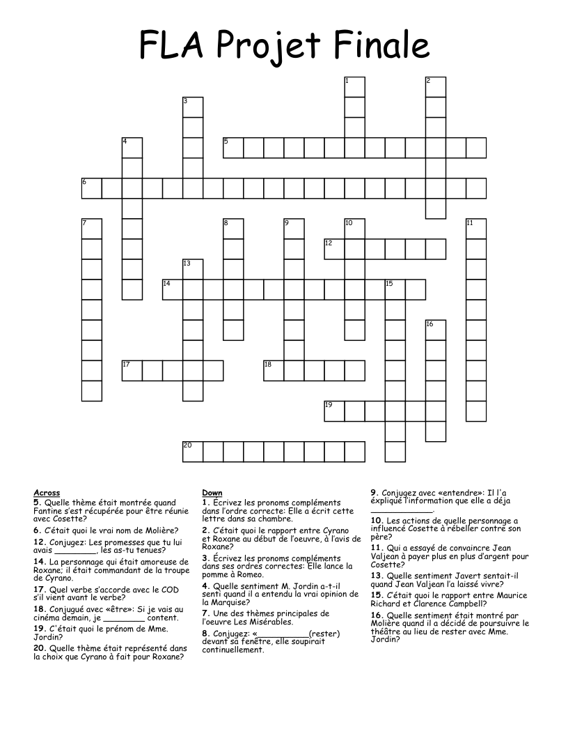 FLA Projet Finale Crossword