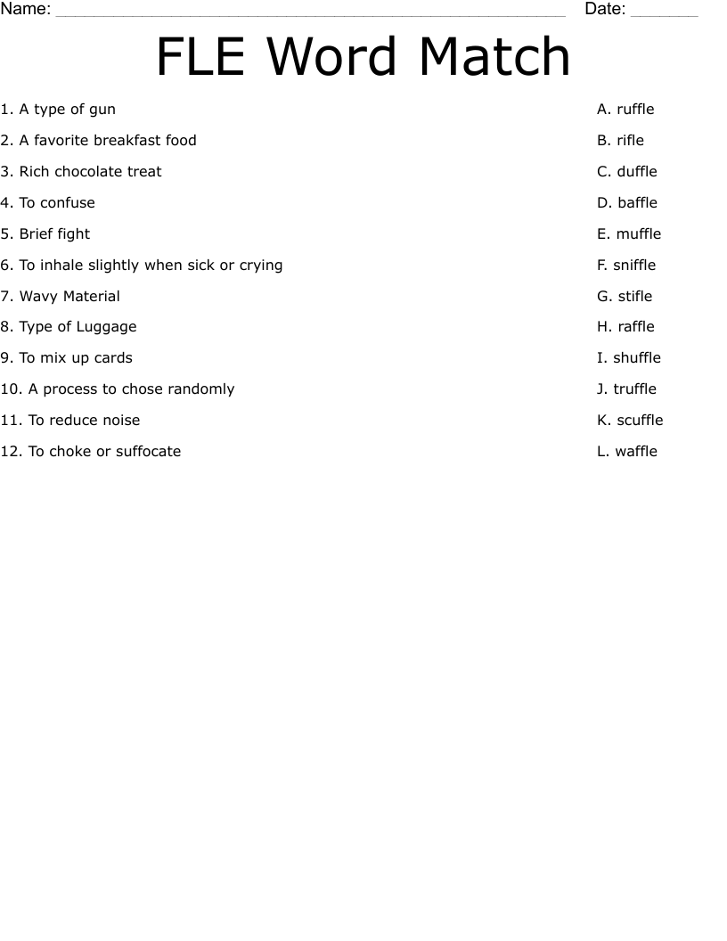 FLE Word Match Worksheet