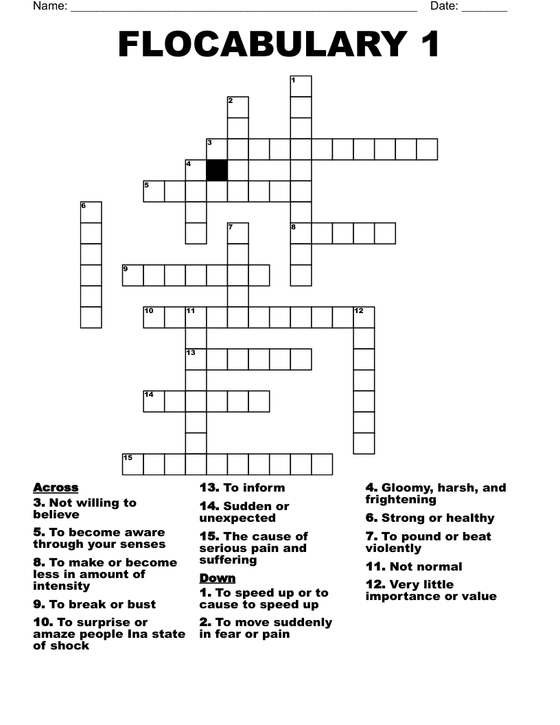 FLOCABULARY 1 Crossword