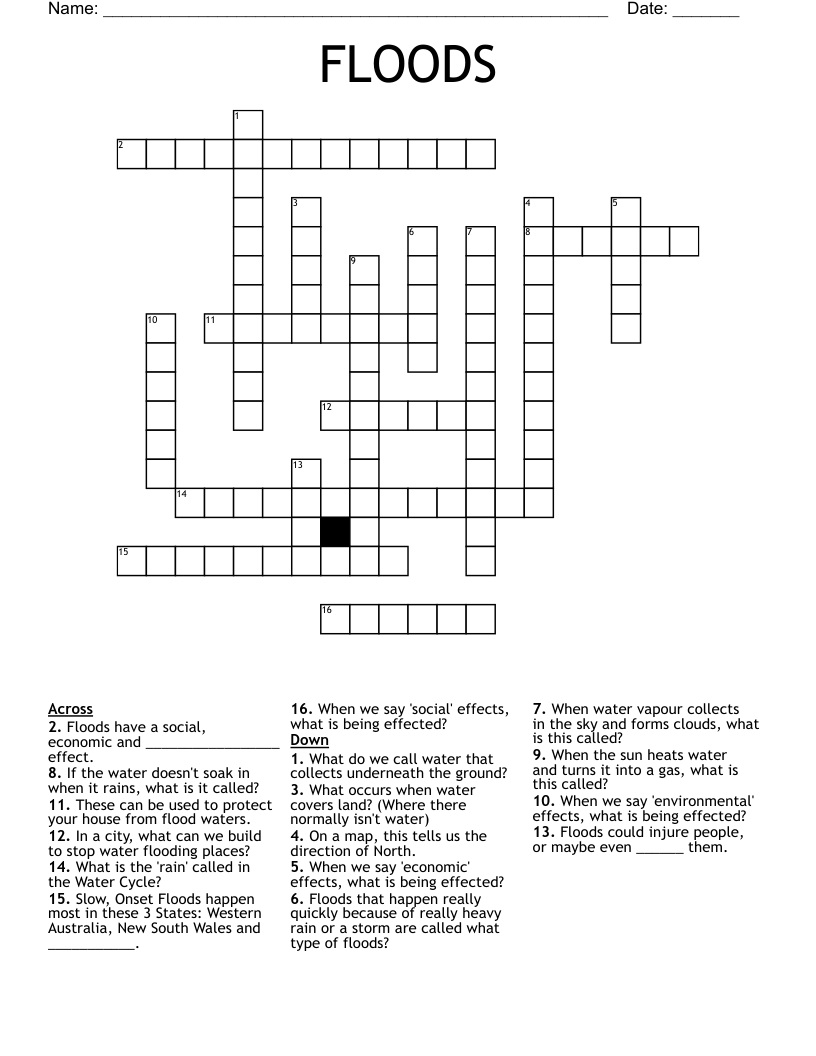 FLOODS Crossword