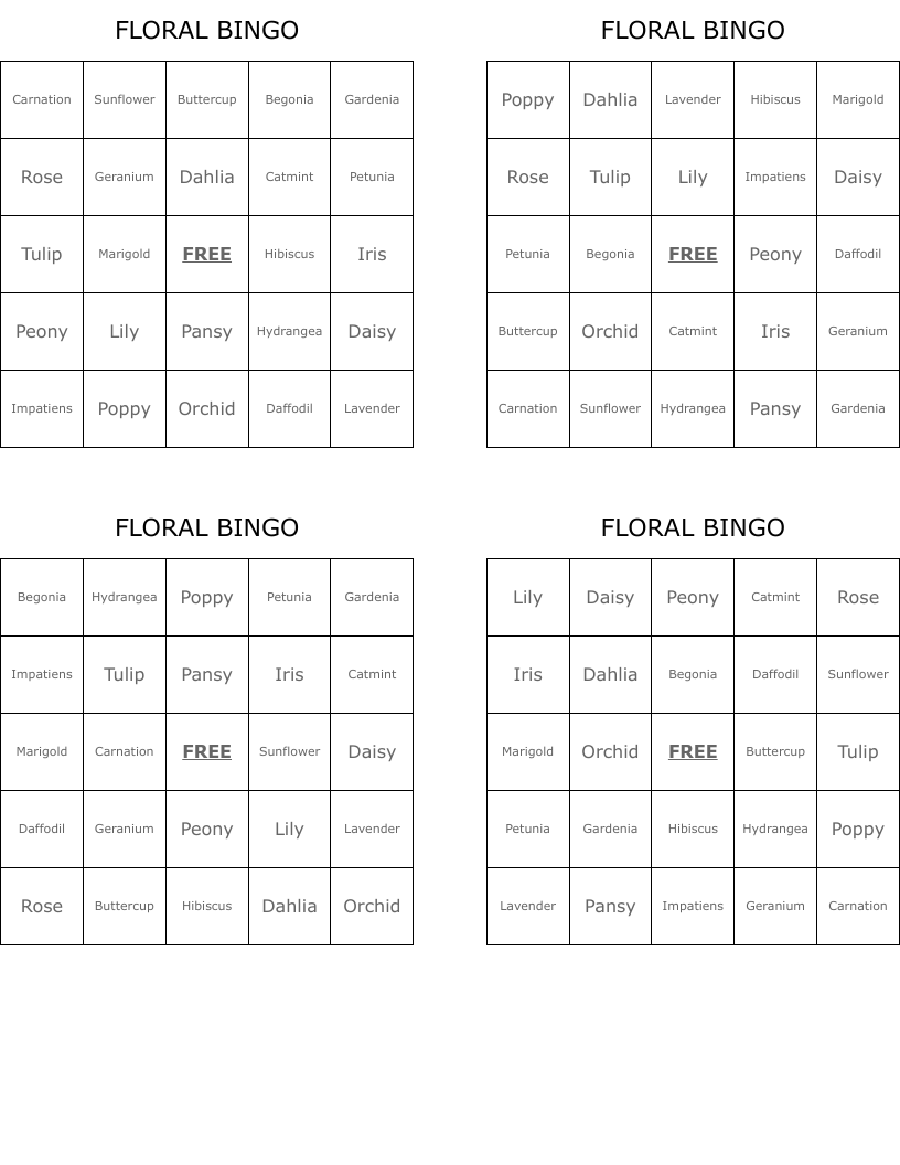 FLORAL BINGO