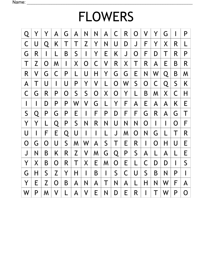 FLOWERS Word Search