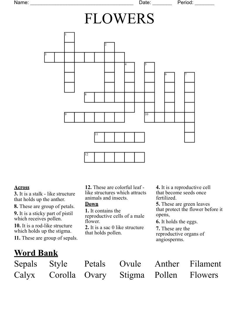 FLOWERS  Crossword