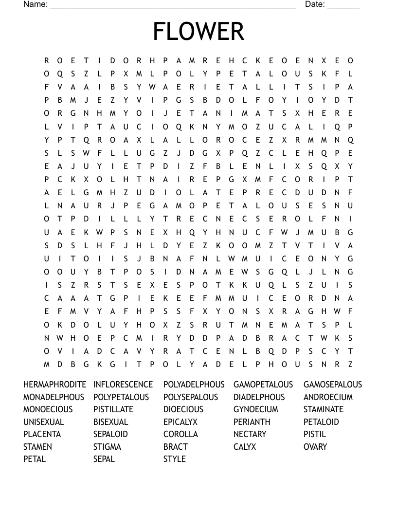 FLOWER Word Search