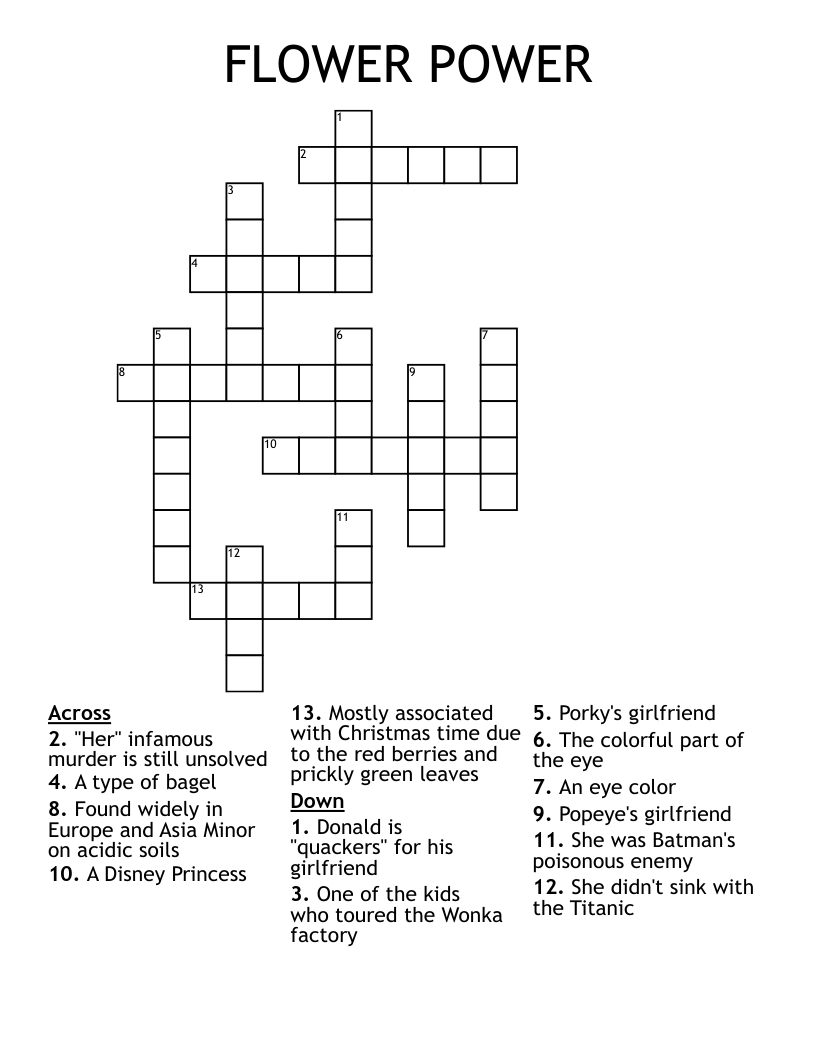 FLOWER POWER Crossword