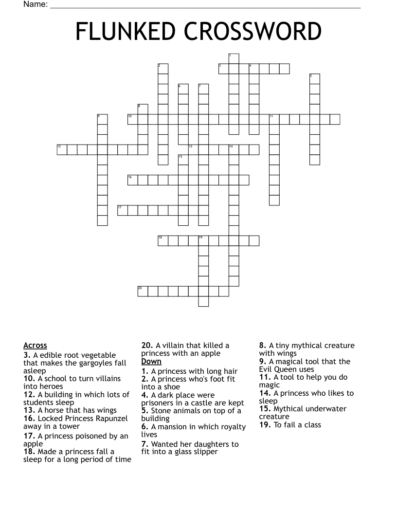 FLUNKED CROSSWORD    