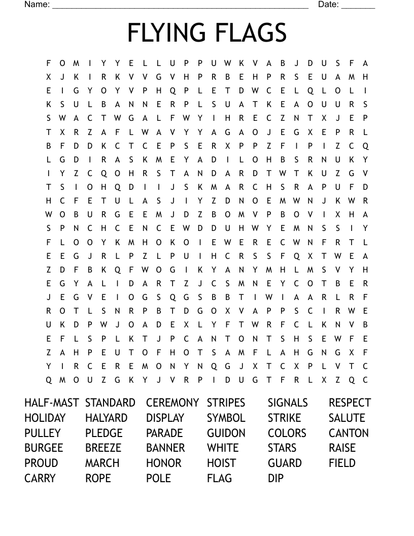 FLYING FLAGS Word Search