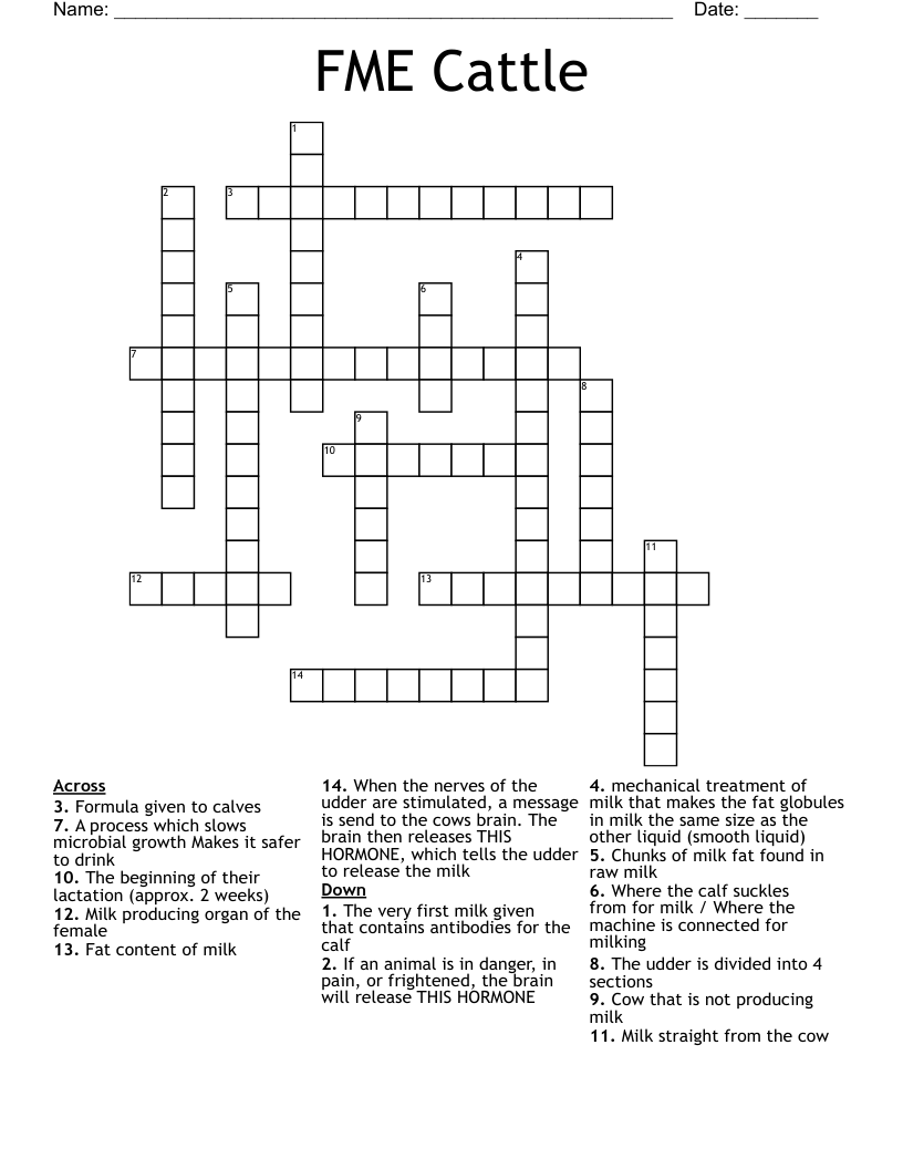 FME Cattle Crossword