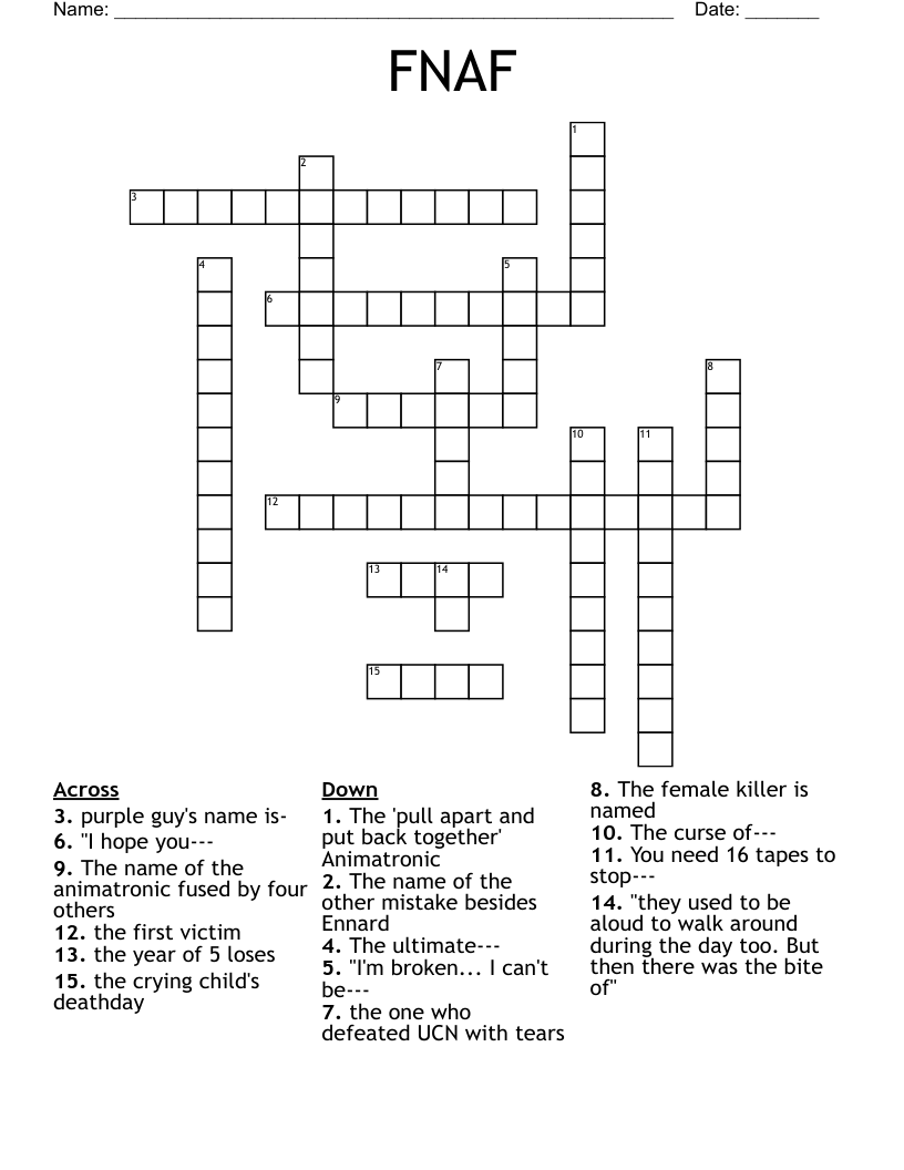 FNAF Crossword