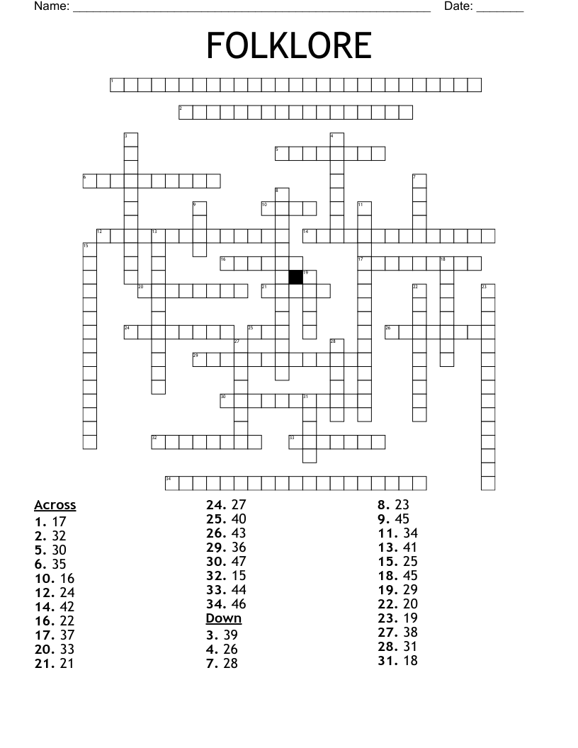 FOLKLORE Crossword