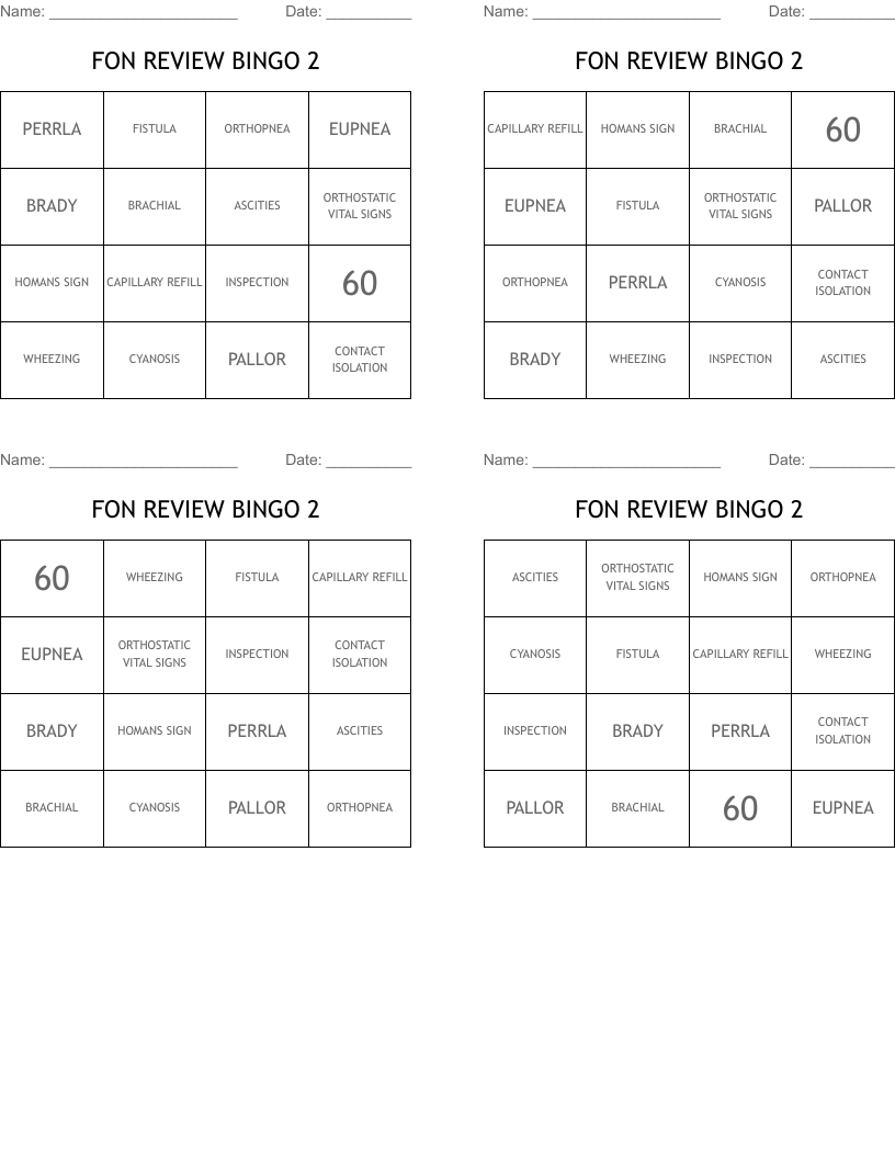 FON REVIEW BINGO 2