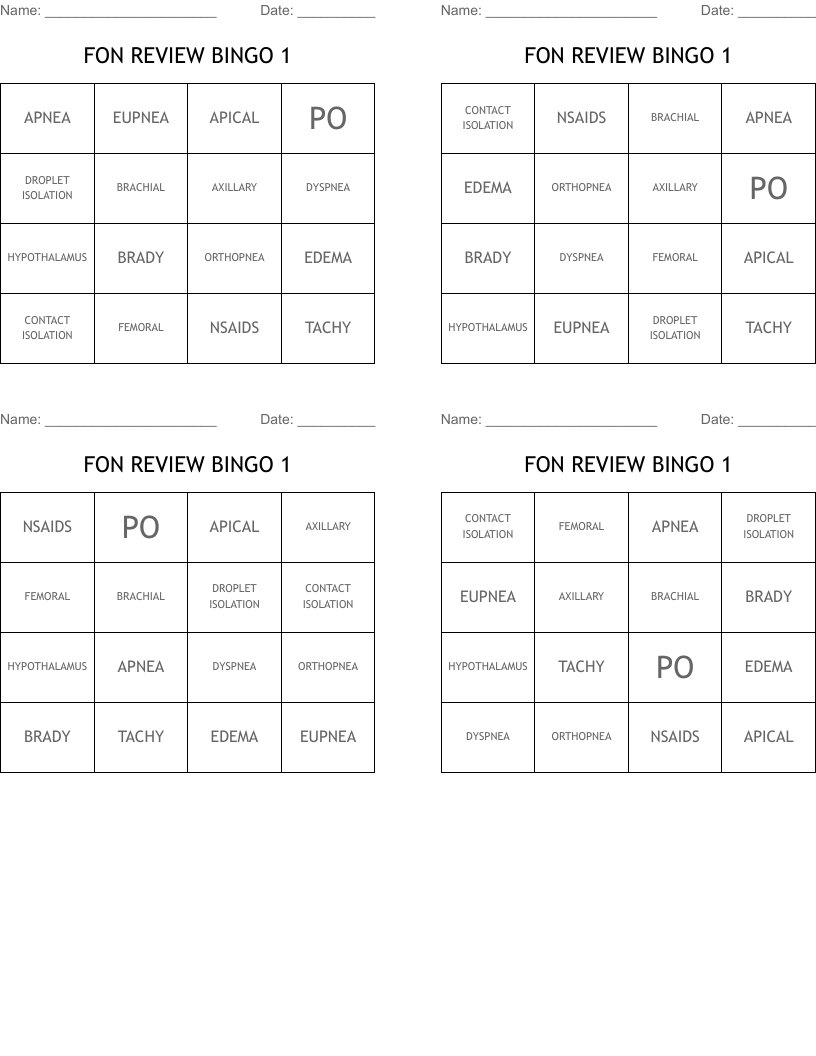FON  REVIEW BINGO 1