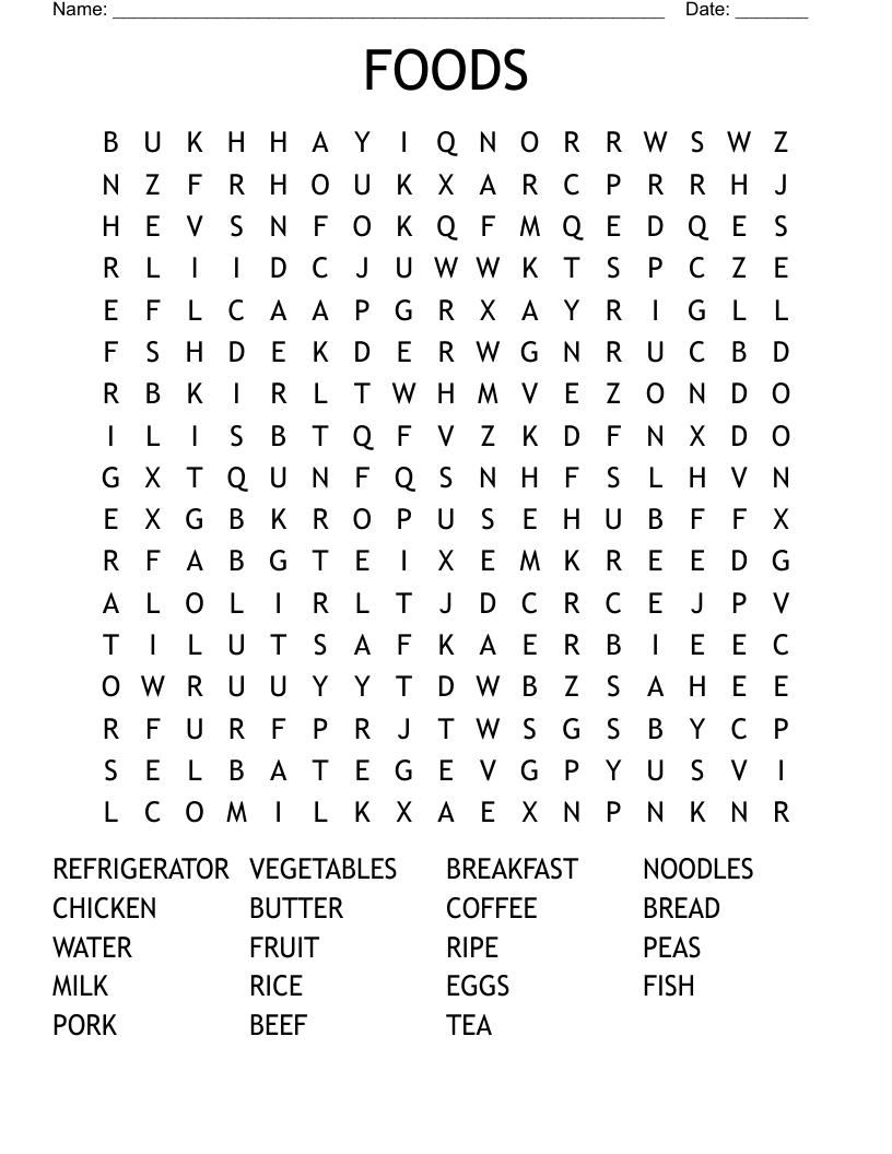 FOODS Word Search