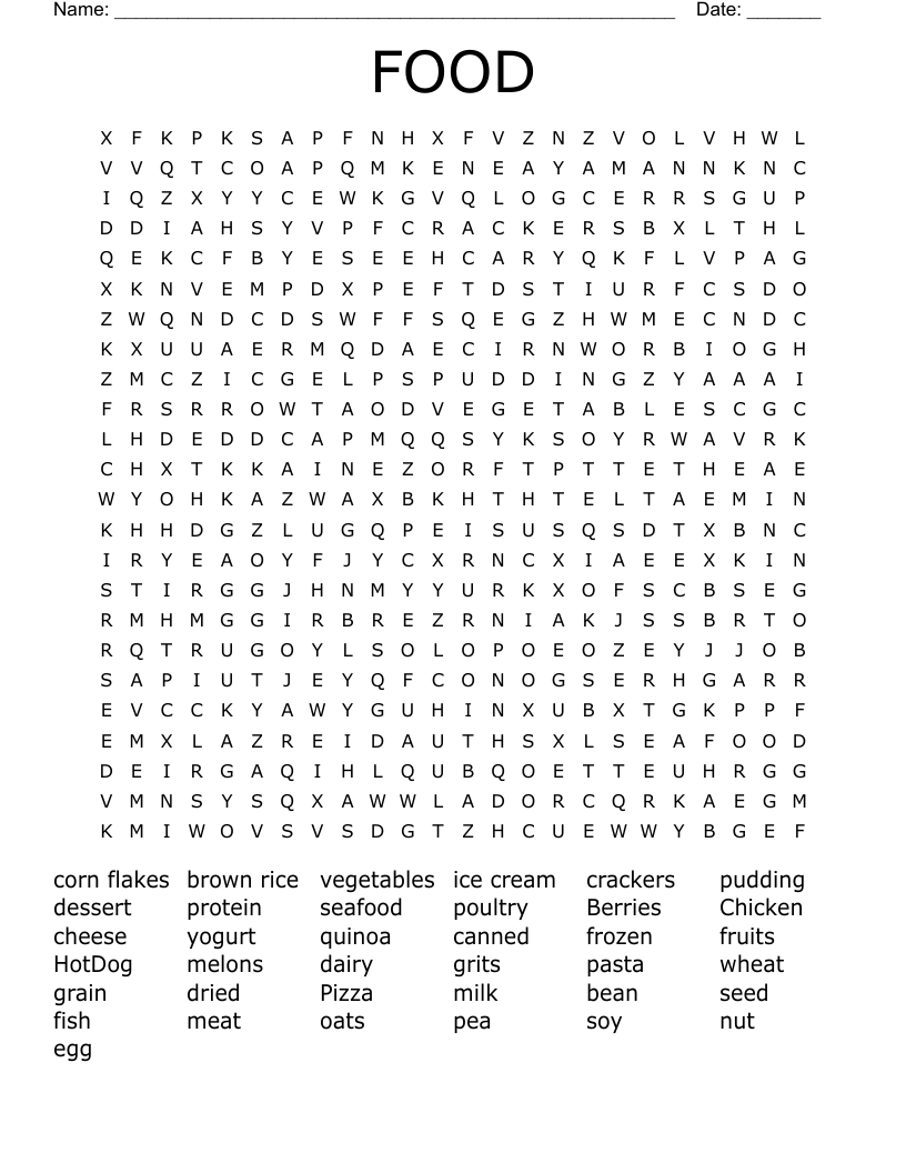 FOOD Word Search