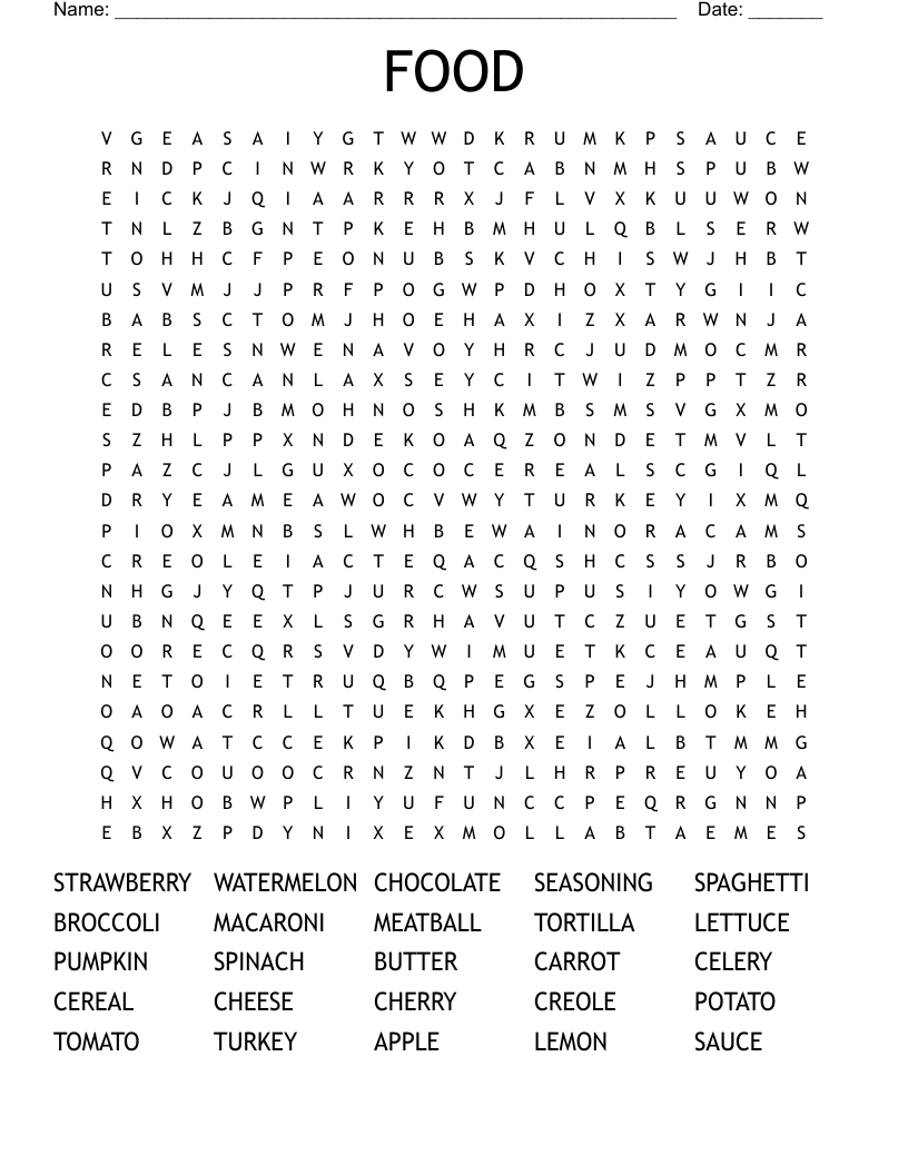 FOOD Word Search