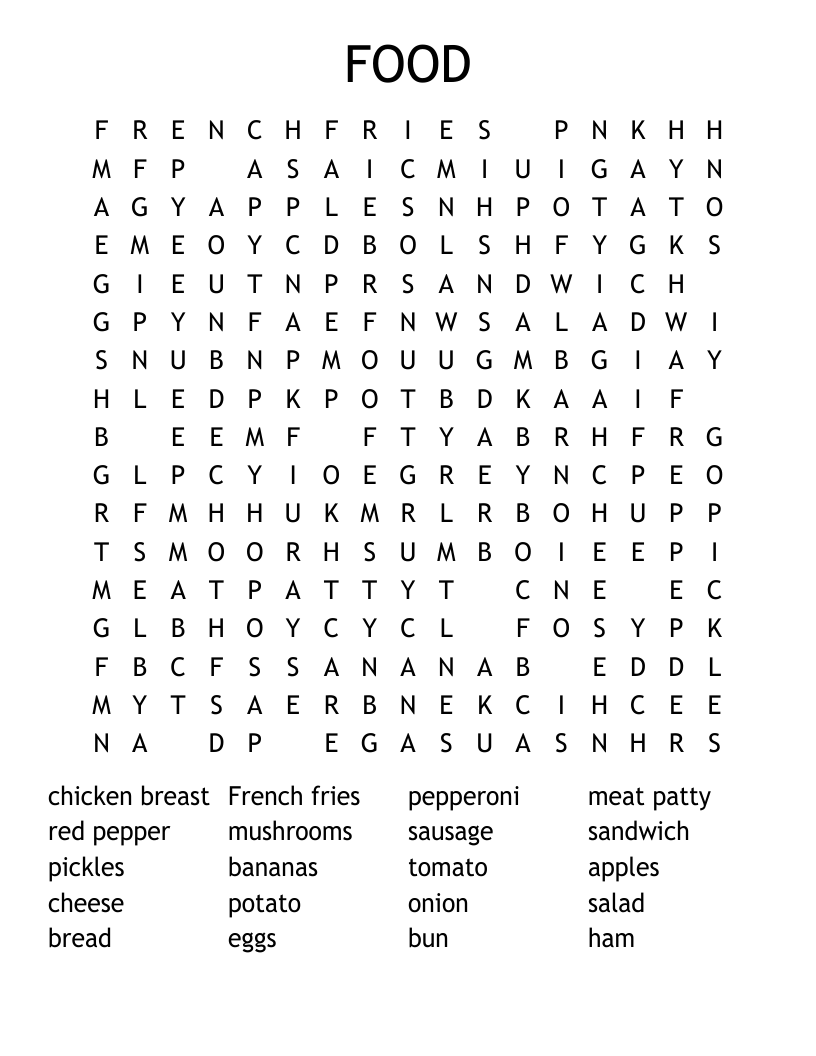 FOOD Word Search