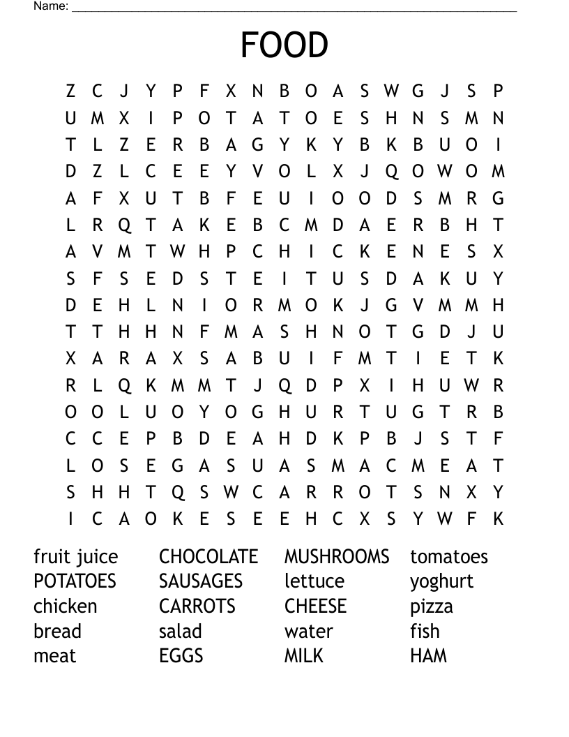 FOOD Word Search