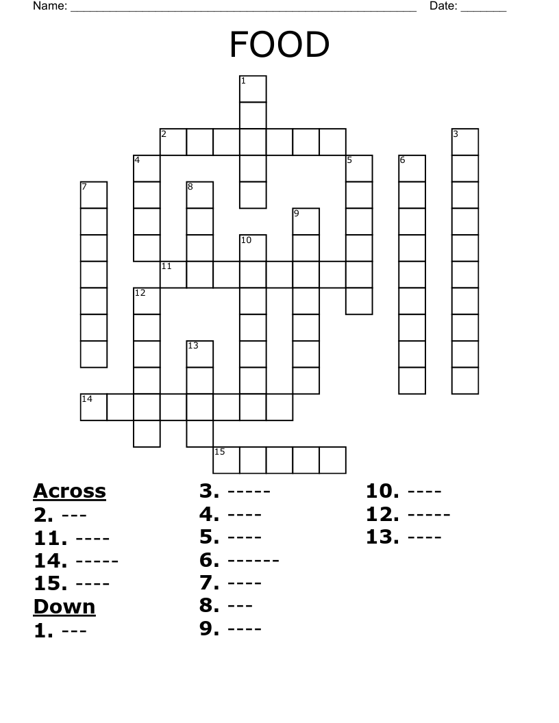 FOOD Crossword