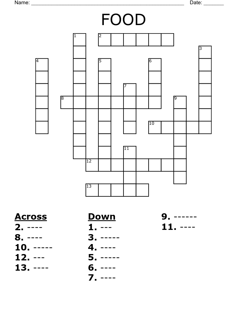 FOOD Crossword