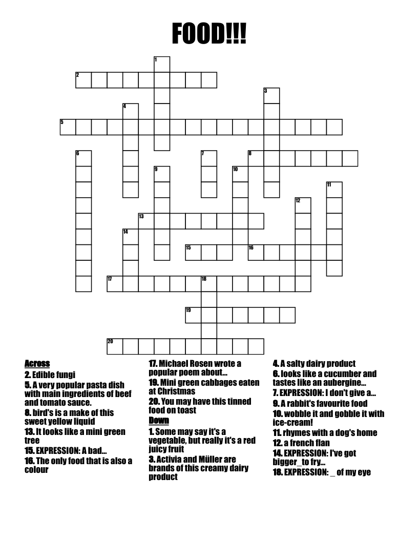 FOOD!!! Crossword