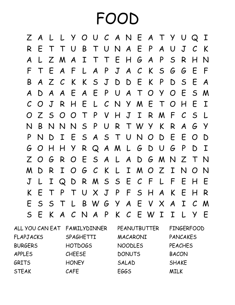 FOOD Word Search