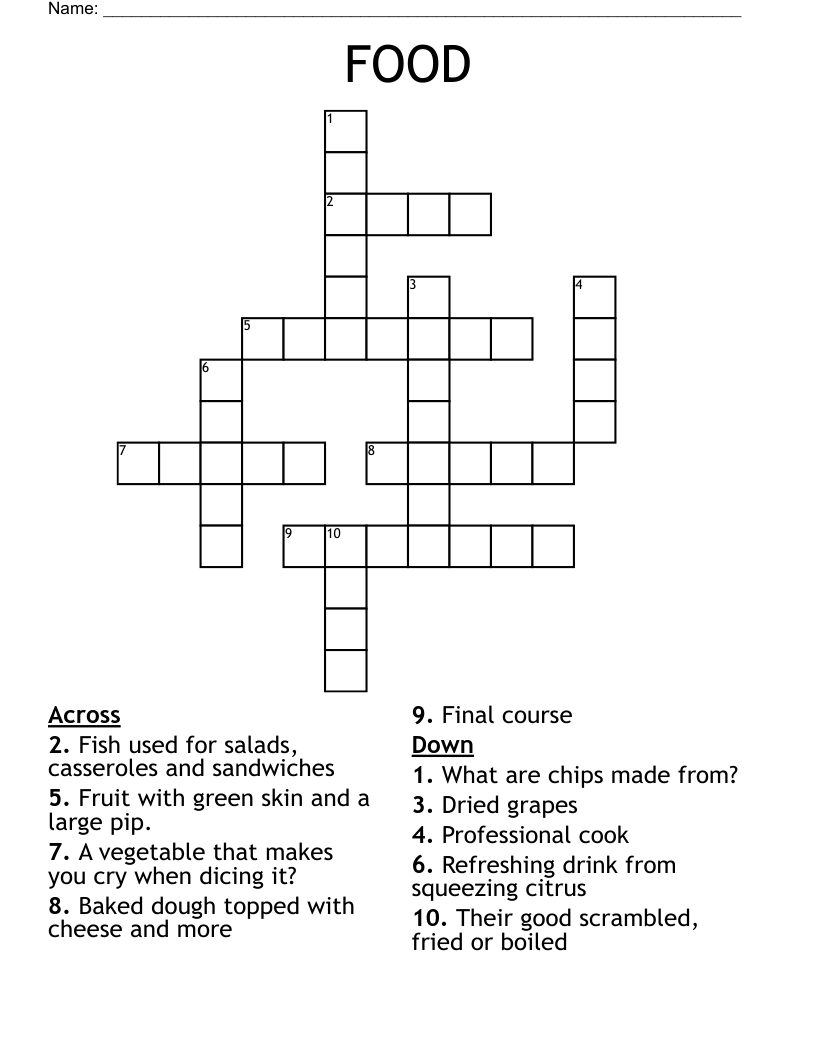 FOOD Crossword