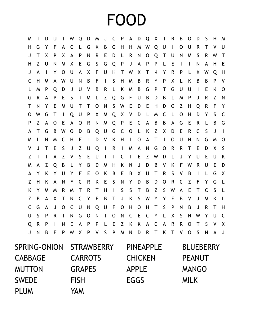 FOOD Word Search