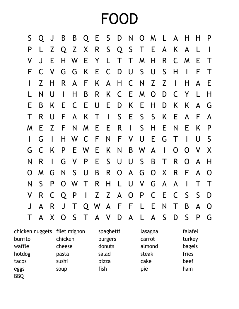 FOOD Word Search
