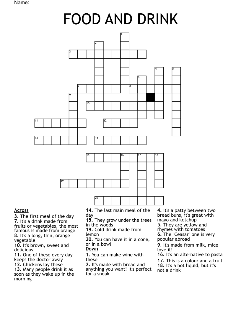 FOOD AND DRINK Crossword