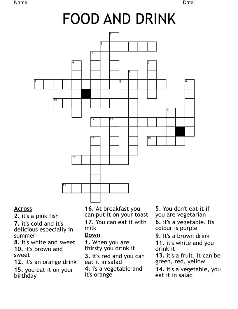 FOOD AND DRINK Crossword
