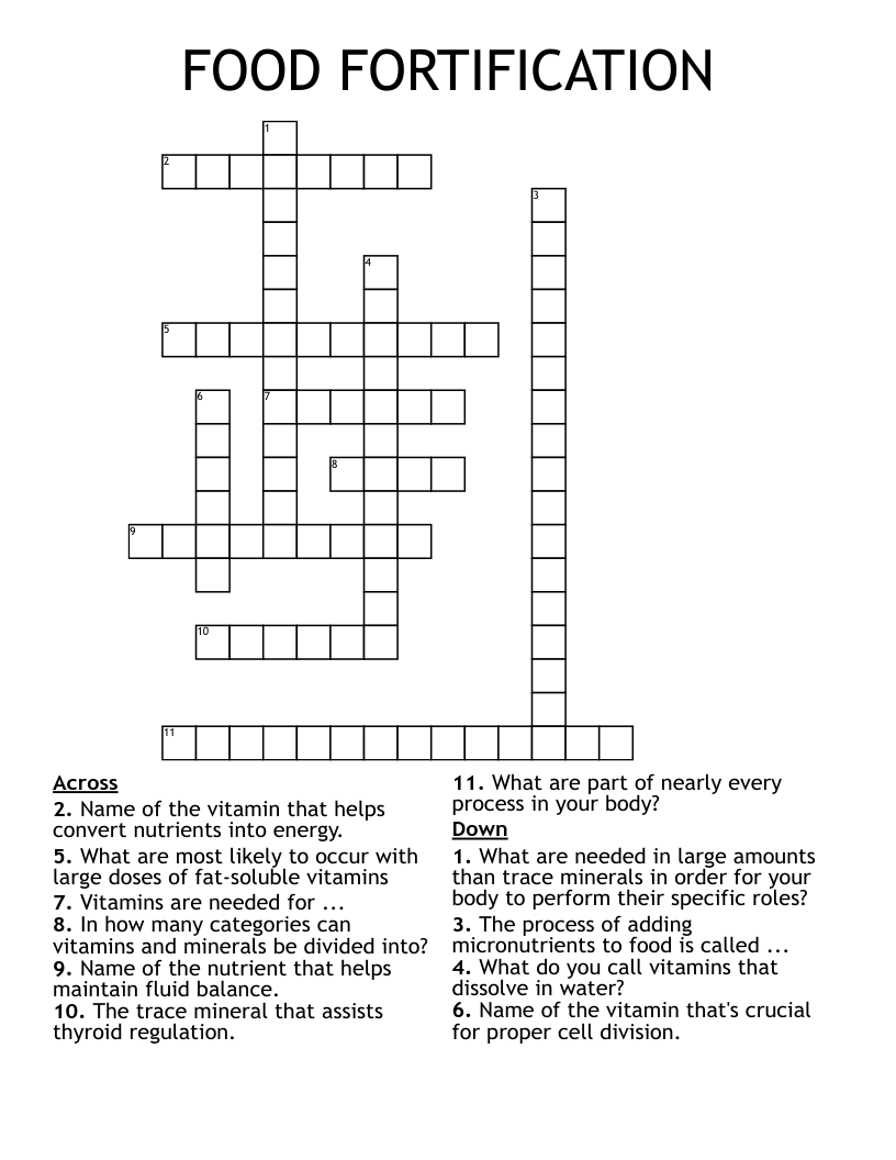 FOOD FORTIFICATION Crossword