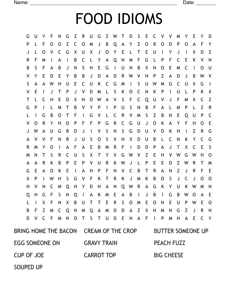 FOOD IDIOMS Word Search