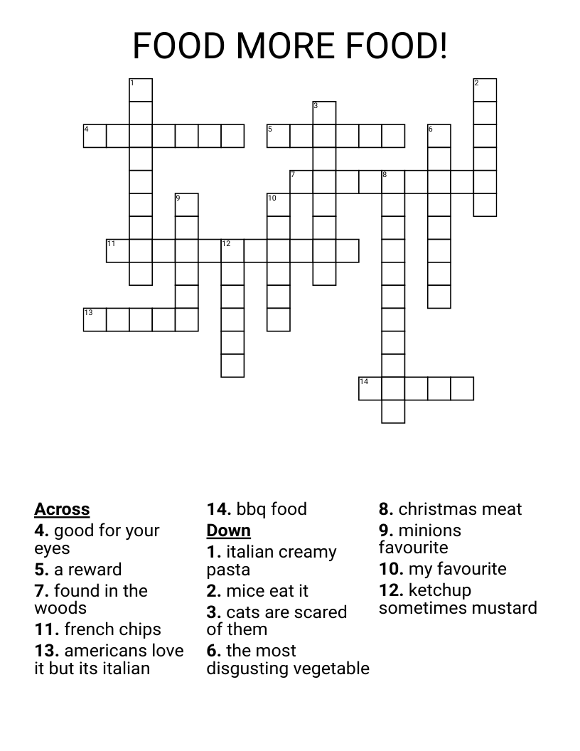 FOOD MORE FOOD! Crossword