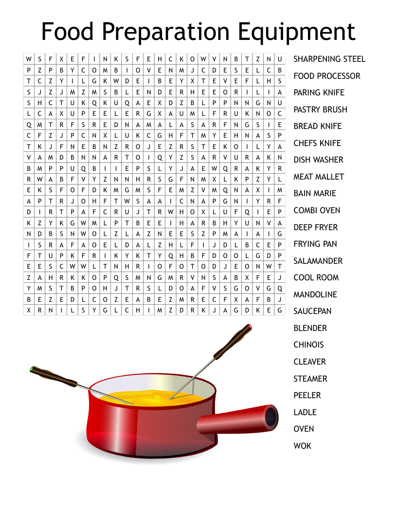 Food Preparation Equipment Word Search