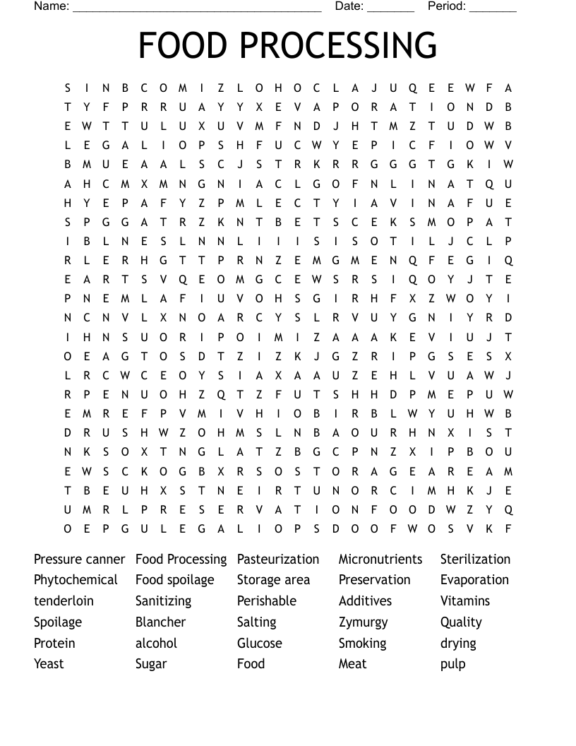 FOOD PROCESSING Word Search